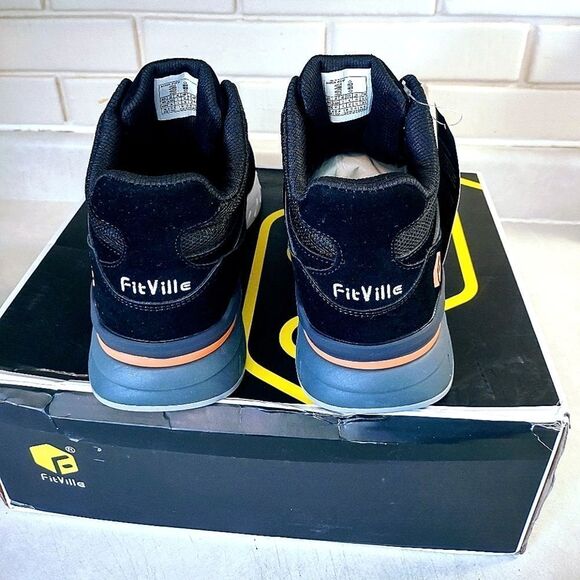 FIT VILLE MENS BLACK, WHITE AND GRAY ATHLETIC SHOES MEN'S S 8.5  WOMEN'S S 10 - Picture 4 of 8